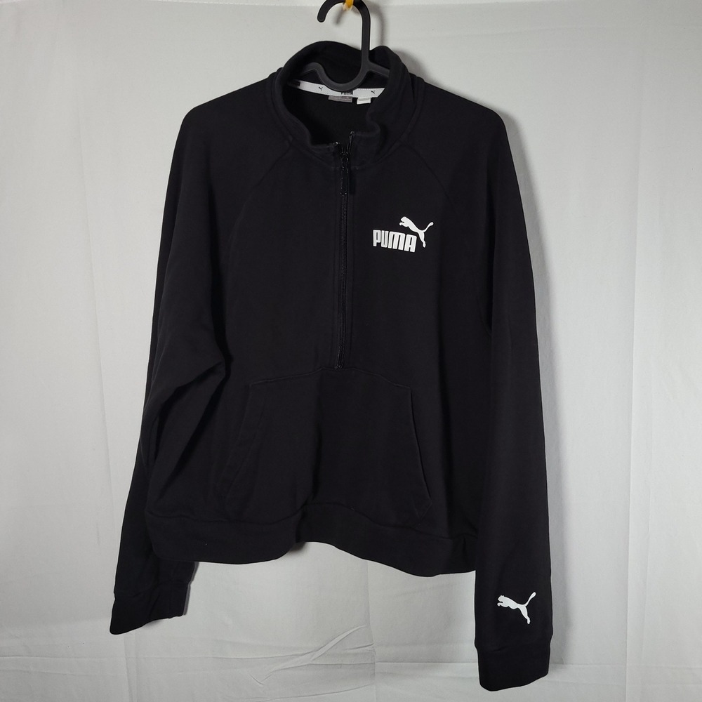 Puma Black Half Zip Sweatshirt Jacket Athleisure Sporty Style Size XL